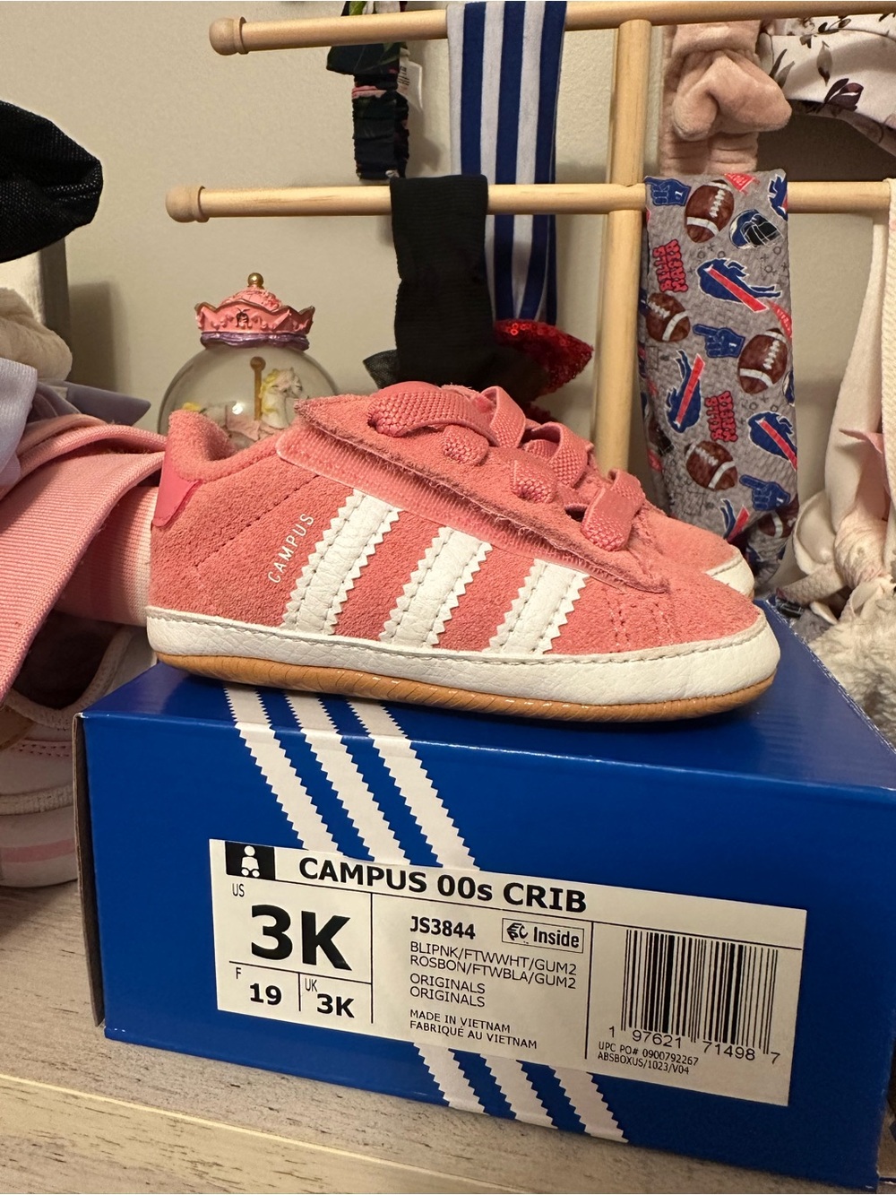 adidas Kids Pink Suede Campus Crib Sneakers infant baby 3